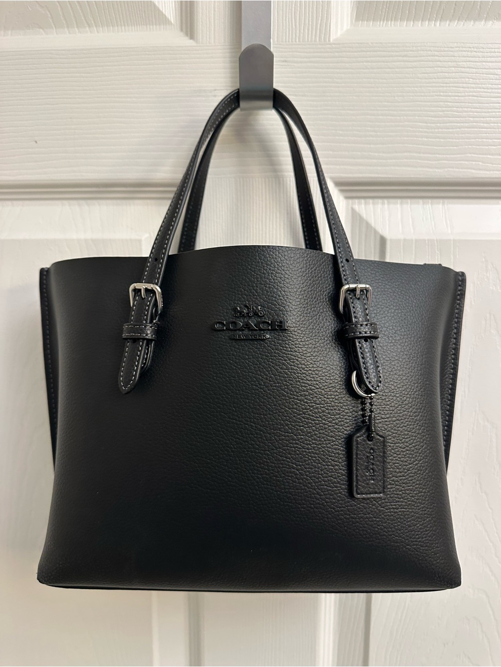 Coach Black Pebbled Leather Mollie Tote Bag 25